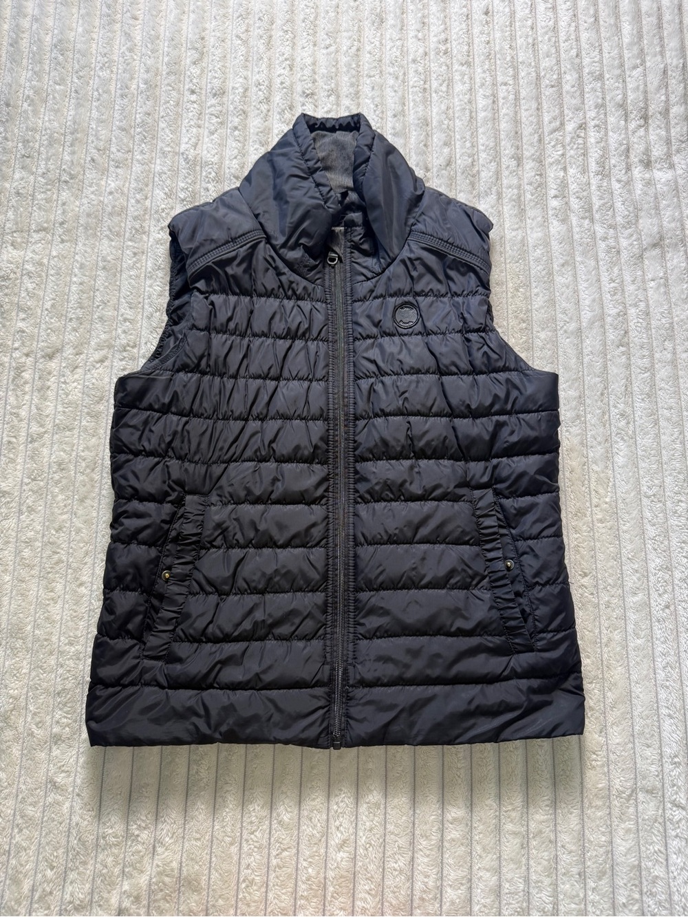 Bench Men's Black Quilted Puffer Vest Full Zip Stand Collar Pockets M 44"